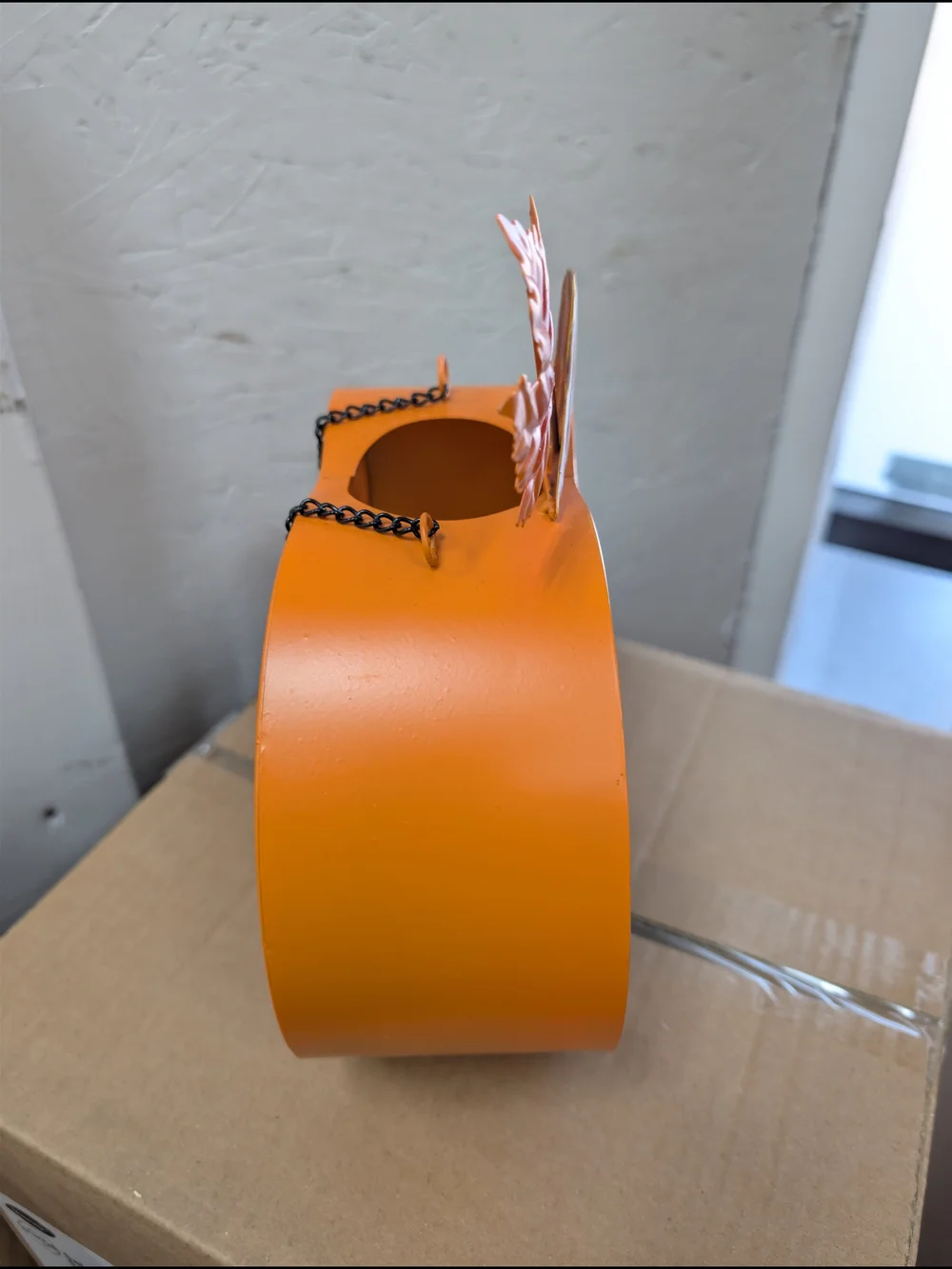 Decorative Orange Pumpkin Bird Feeder w/ Chain & Hook - Brand New